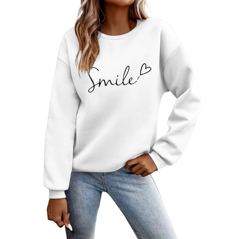 Sweatshirt Décontracté À Manches Longues Pour Hommes En Polyester Avec Imprimé Smile Et Motif Coeur Style Pull Streetwear