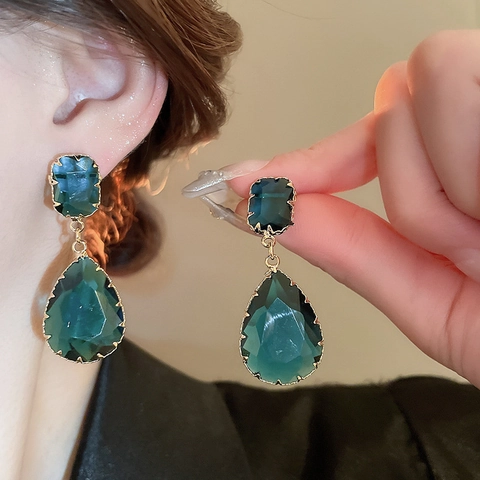Orecchini Vintage A Goccia D'acqua Con Zircone In Rame E Perno In Argento Stile Retrò Di Lusso Per Donne