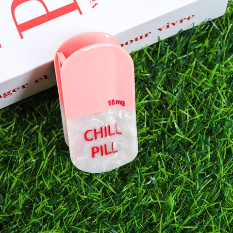 Haarklem In De Vorm Van Een Pil En Acht Bal Acetaat Creatieve Nieuwigheid Chill Pill Haarclip Voor Dames Geometrisch Accessoire