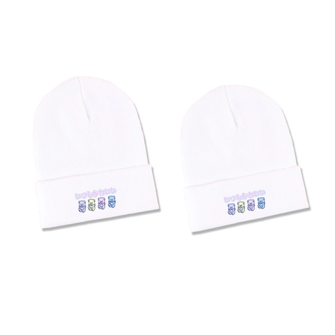 Acrylic Knitted Beanie Hat Warm Winter Ribbed Cartoon Bear Print Japanese Style For Women Men