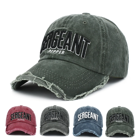 Casquette De Baseball En Coton Lavé Vintage Distressed Bord Effiloché Broderie Lettres Rétro Chapeau Soleil Réglable Pour Hommes Femmes