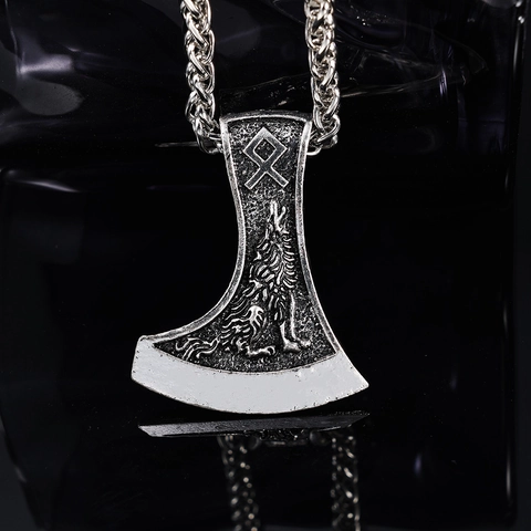 Collana Pendente Ascia Da Battaglia Vichinga Acciaio Inossidabile Retro Runa Nordica Doppia Faccia Lupo Aquila Gotico Punk