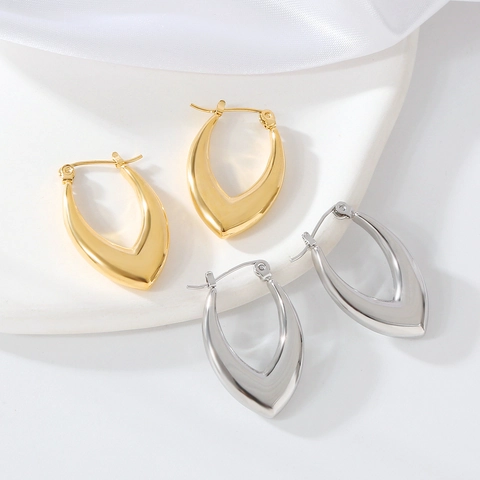 Minimalist Stainless Steel Irregular Geometric Earrings For Women High Polish Gold Silver Plated C-Shape Hoop Jewelry Gift