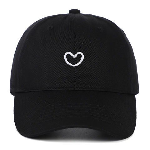 Baseballkappe Baumwolle Herz Stickerei Weiches Oberteil Verstellbar Sonnenhut Outdoor Casual Vintage
