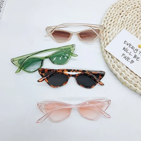 Cat Eye Sunglasses Vintage Narrow Frame PC Resin UV400 Protection Fashion Trendy Retro Eyewear For Women