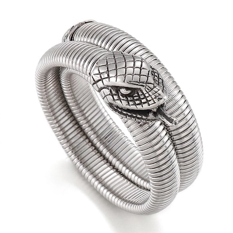 Pulsera De Envoltura De Serpiente De Acero Inoxidable Vintage Para Hombres Y Mujeres Gótico Punk Espiral Cobra Ajustable