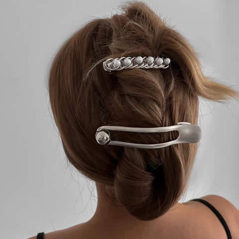 Kunstparel Legering Haarspelden Geweven Ketting Metalen Haarspeld Eenvoudige Gladde Haarnadel Voor Vrouwen Elegant Accessoire