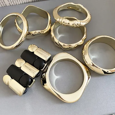 Dames Grove Armband Bangle Geometrisch Golvend Onregelmatig Glad Gepolijst Legering Acryl Zwart Goud Mode Accessoire