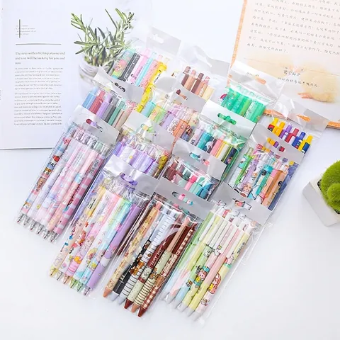Retractable Gel Pens Black Ink Fine Bullet Tip Plastic Stainless Steel Cute Cartoon INS Style School Office Stationery