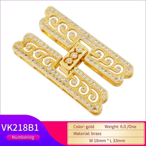 Schmuckverschluss Messing 18K Vergoldet Zirkon H Form Hohl Filigran Mehrreihig Für Halskette Armband DIY Handwerk