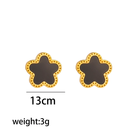 Titanium Steel Flower Stud Earrings Artificial Pearl Rhinestone Inlay Gold Plated Petal Earrings For Women Fashion Jewelry