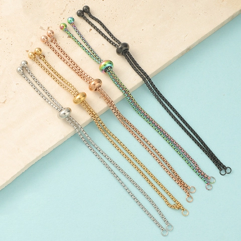 Verstellbare Bolo Kette Armband Edelstahl Box Kette Schieber Stecker DIY Schmuck Komponente Für Armband Herstellung