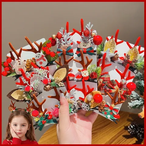 Mollette Per Capelli Di Natale Corna Di Cervo Forcine Festive Copricapo Per Bambine Bambini Donne Accessori Decorazione Festa