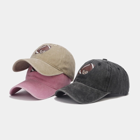 Honkbalpet Gewassen Katoen Vintage Distressed Football Luipaard Hart Print Verstelbare Zonnehoed Voor Heren Dames