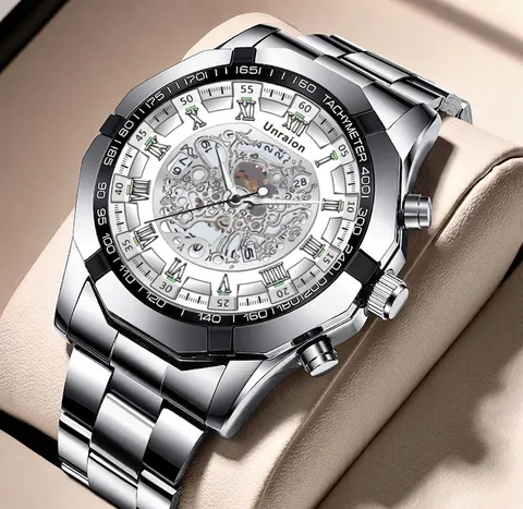 Heren Automatisch Mechanisch Horloge Skelet Wijzerplaat Roestvrij Staal Lichtgevend Waterdicht Luxe Business Polshorloge