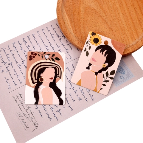 Cartellini Per Esposizione Gioielli Carta Etichette Per Confezioni Orecchini E Collane Illustrazione Donna Estetica Stile Ins