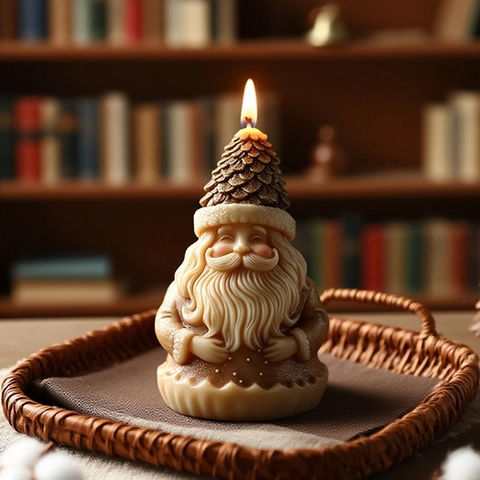 Stampo Silicone Babbo Natale Gnomo Con Cappello Pigna 3D DIY Creazione Candele Aroma Resina Gesso Strumento