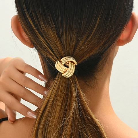 Metal Knot Hair Ties Elastic Ponytail Holder High Elasticity Geometric Triangle Hair Rope Fashion Accessories Women