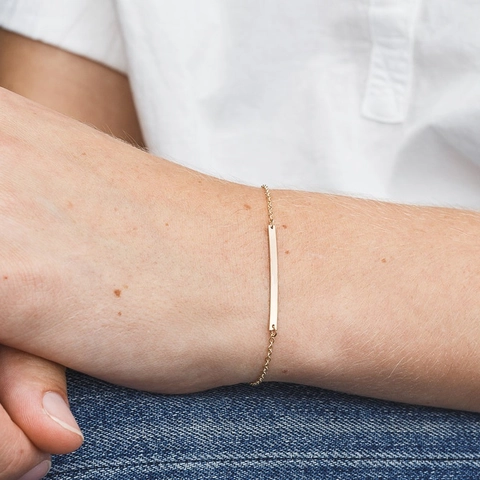 Minimalistisches Bar Armband 316L Edelstahl Geometrische Rechteckige Platte Verstellbare Kette Modeschmuck