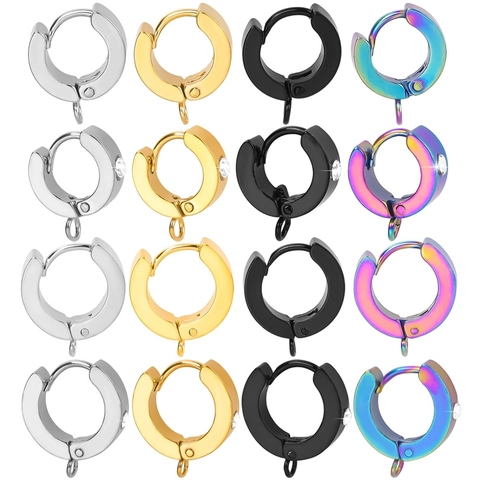 Pendientes de Aro Huggie Redondos de Acero Inoxidable Con Anillo de Suspensión Strass Individual Para Mujeres Hombres