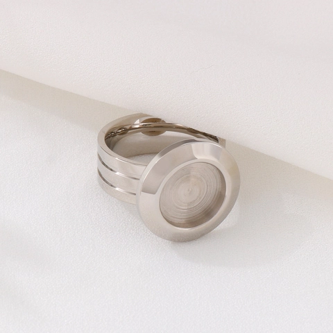 Base Per Anello In Acciaio Inossidabile Vassoio Rotondo Lucido Geometrico Accessorio Per Creazione Gioielli Donna