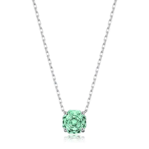 925 Sterling Silber Halskette Mit Achteckig Geschliffenem Grünen Zirkonia Geometrischer Anhänger Schlüsselbeinkette Für Damen