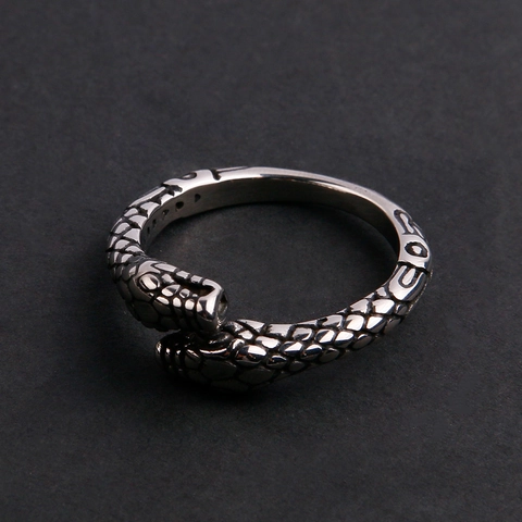 Bague Serpent À Double Tête En Acier Inoxydable Animal Punk Gothique Bijoux Vintage Pour Hommes Anneau Ouvert Réglable