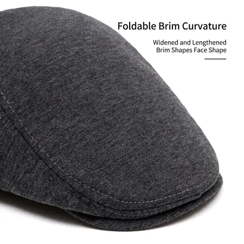 Flat Cap Men Solid Color Polyester Knit Adjustable Ivy Hat British Style Retro Newsboy Cabbie Cap Winter Warm Foldable