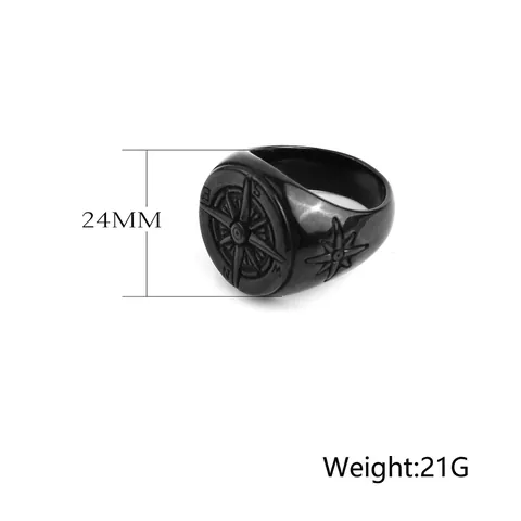 Vintage Compass Signet Ring For Men Stainless Steel Titanium Nautical Star Retro Punk Hip Hop Jewelry Accessory