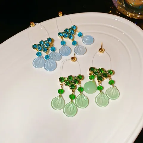 Orecchini Pendenti Con Petali Di Fiori E Perno In Argento Sterling 925 Zircone Cristallo Nappa Gioielli Boho Da Donna
