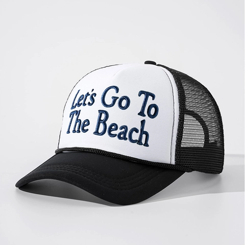 Cappello Trucker Rete Ricamo Lettere Traspirante Regolabile Estate Spiaggia Protezione Solare Snapback Stile Retrò