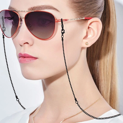 Glasses Chain Strap Metal Alloy With Faux Artificial Pearls And Colorful Glass Beads Anti Slip Eyewear Lanyard Fashion Accessories