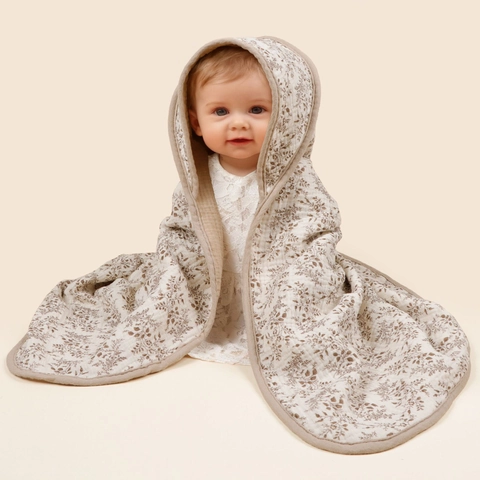 Baby Hooded Bath Towel Muslin Cotton Swaddle Blanket Absorbent Soft Breathable Multipurpose For Newborns Infants Toddlers