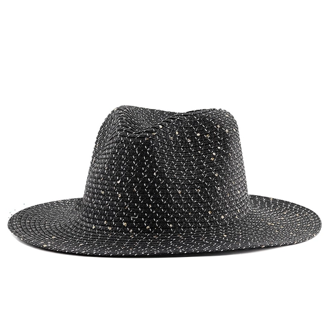 Fedora Hoed Stro Geweven Pailletten Glitter Zonbescherming Zomer Strandvakantie Ademend Jazz Stijl Unisex
