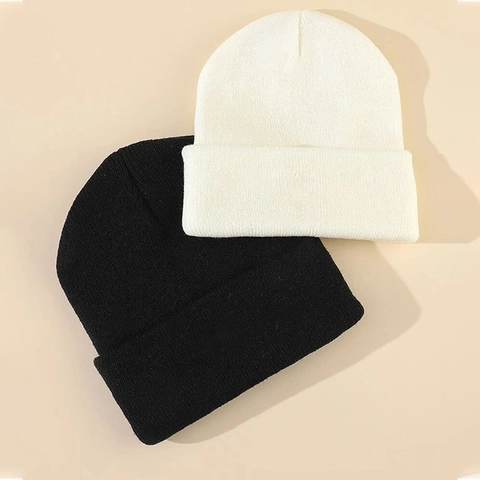 Knitted Beanie Hat Acrylic Heart Embroidery Warm Winter Fold Over Skull Cap For Men Women Casual Trendy
