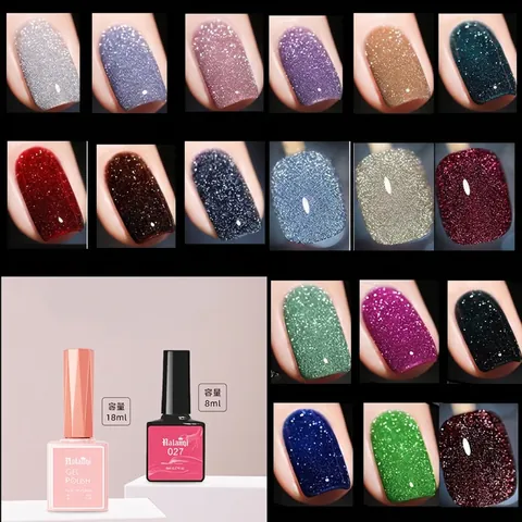 Smalto Gel Per Unghie Diamante Riflettente Glitter Scintillante Disco UV LED Soak Off Manicure