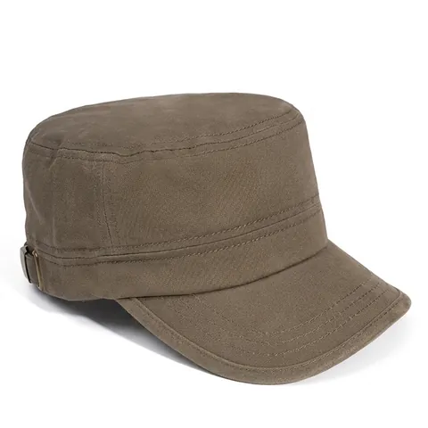 Vintage Heren Militaire Pet Gewassen Katoen Flat Top Verstelbaar Metalen Ster Klinknagels Zonbescherming Casual Outdoor