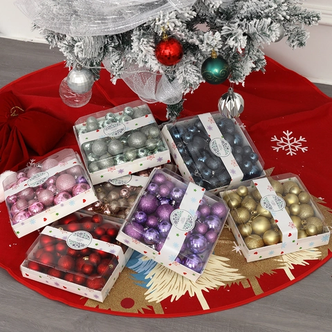 Christmas Ball Ornaments Plastic Glitter Matte Shiny Surface For Holiday Xmas Tree Hanging Decorations Multi Color
