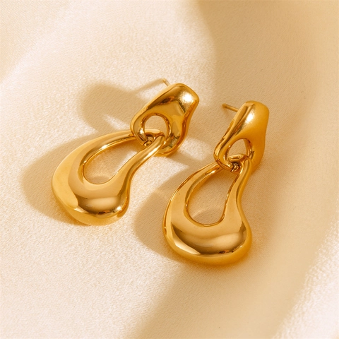 Irregular Twisted Linked Rings Stud Earrings Stainless Steel Geometric 18K Gold Plated Waterproof Fashion Jewelry For Women