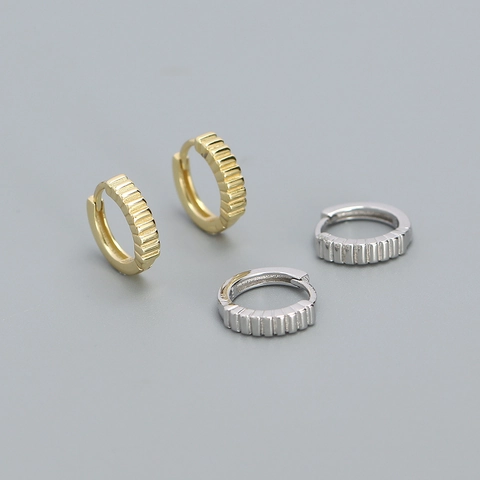 Hoop Ohrringe 925 Sterlingsilber Geometrische Vertikale Streifen Huggie Minimalistischer Modeschmuck Für Frauen Elegant