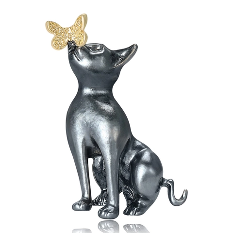 Broche Chat Et Papillon Dessin Animé Mignon Épingle Décorative En Alliage Métallique Pour Accessoires De Vêtements Bijoux Mode