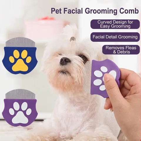 Peigne Pour Traces De Larmes Animaux Dents En Acier Inoxydable Tête Incurvée Outil De Toilettage Facial