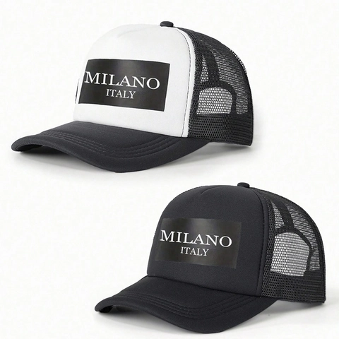 Gorra Trucker Milano Italy Print Malla Poliéster Transpirable Snapback Ajustable Gorra De Béisbol Para Sol Exterior