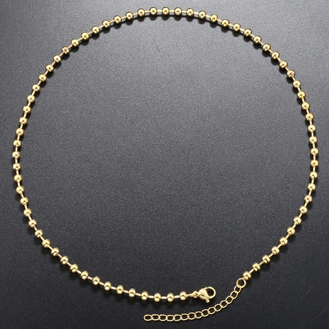 Collar Y Pulsera De Eslabones De Cuentas Redondas De Latón Joyería De Moda Elegante Minimalista Para Mujer Bañado En Oro
