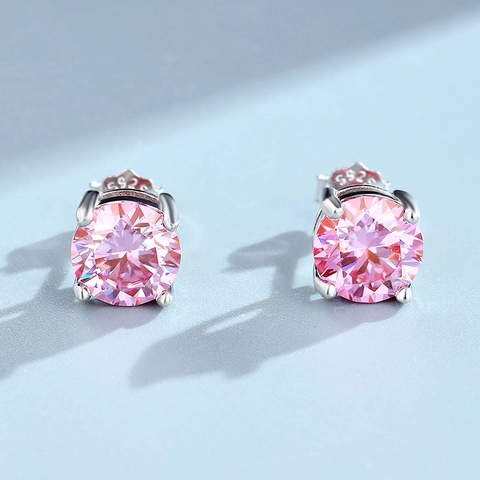 Moissanite Stud Earrings 925 Sterling Silver Round Cut Four Prong Colorful Sparkly Elegant Jewelry Unisex