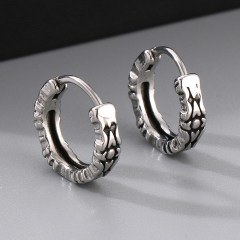 Orecchini A Cerchio Retro In Acciaio Inossidabile Croce Cuore Gotico Punk Intagliato Argento Antico Unisex