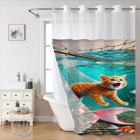 Tenda Da Doccia Senza Ganci Trama A Nido D Ape Con Fodera Rimovibile Finestra In Rete Impermeabile Arredo Bagno