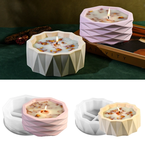 Silicone Mold Geometric Faceted Polygon For DIY Storage Box Candle Jar Aromatherapy Gypsum Flower Pot Crafting Tool