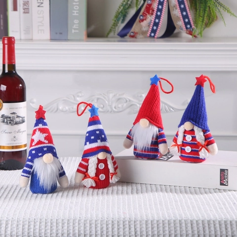 Ornamenti Gnomo Luminosi Patriottico Giorno Dell'Indipendenza Peluche Tomte Stella Brillante Arredamento Per Feste In Casa