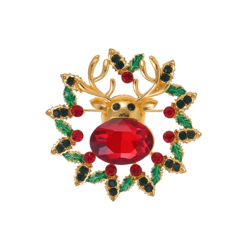Broche Corona Reno Navidad Aleación Esmalte Strass Ramillete Cabeza Ciervo Festivo Para Traje Cárdigan Regalo
